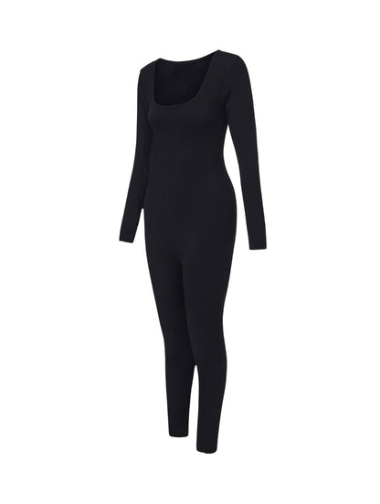 Ribbed Square Neck Jumpsuit