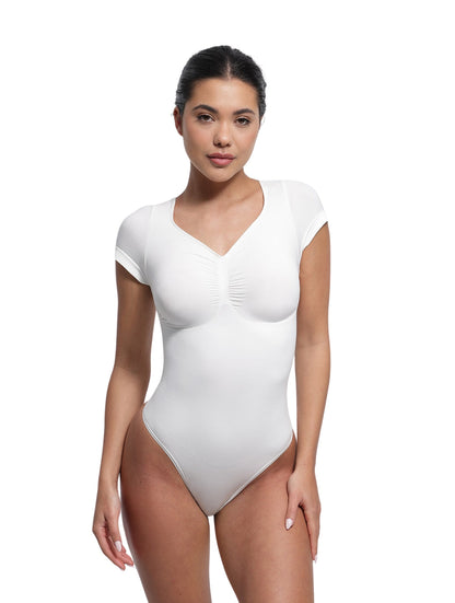 V-Neck Sculpting Tee Bodysuit - HeyShape