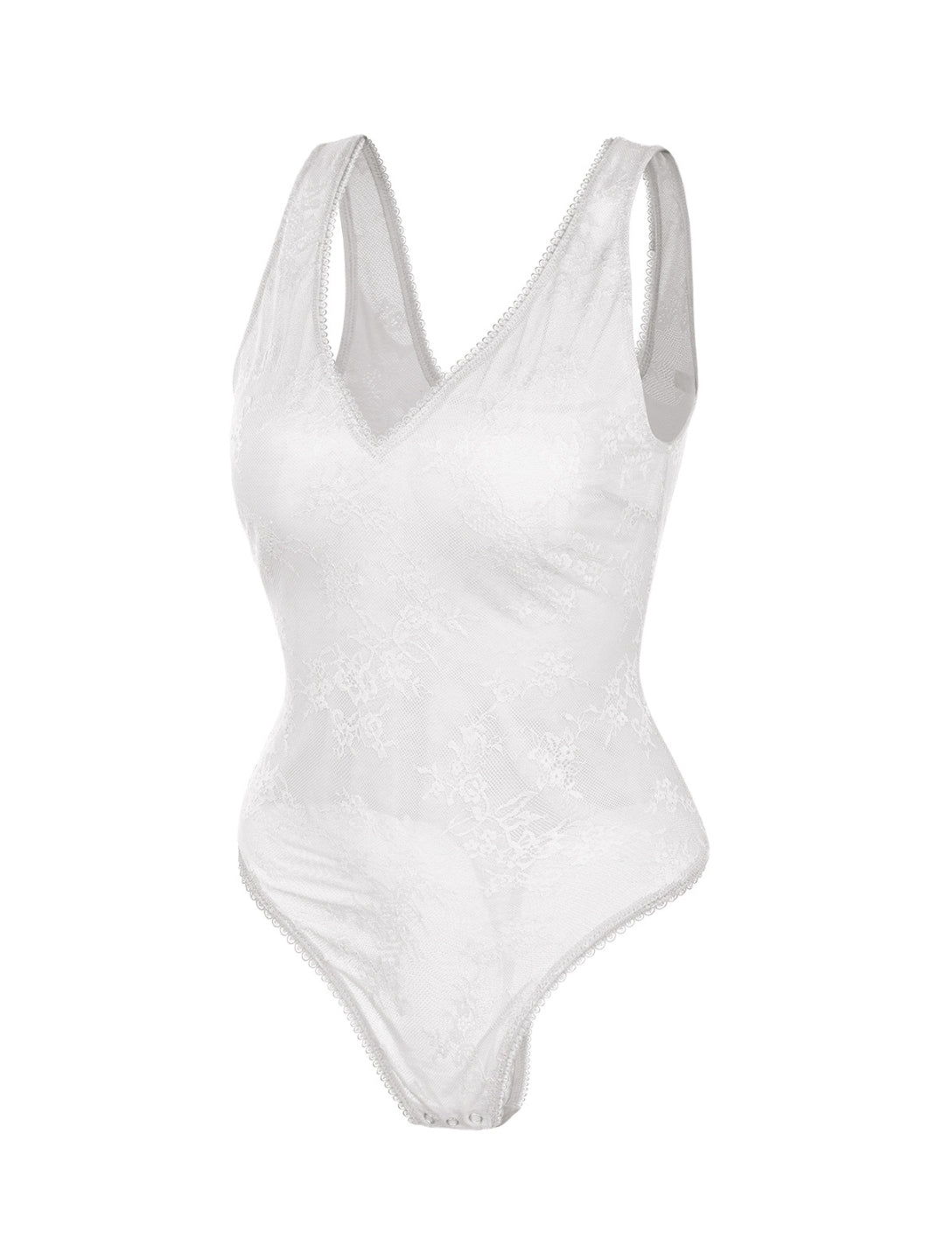 V-Neck Laced Thong Bodysuit