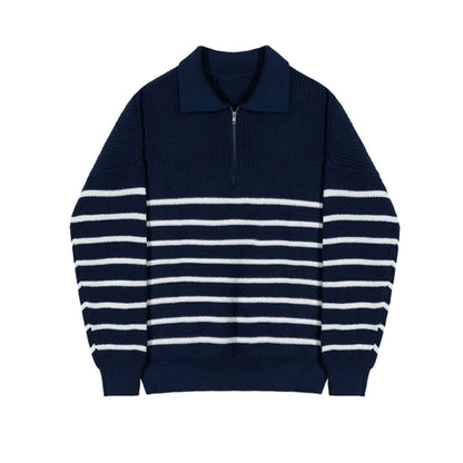 ANYANG Gestreifter Half-Zip-Pullover